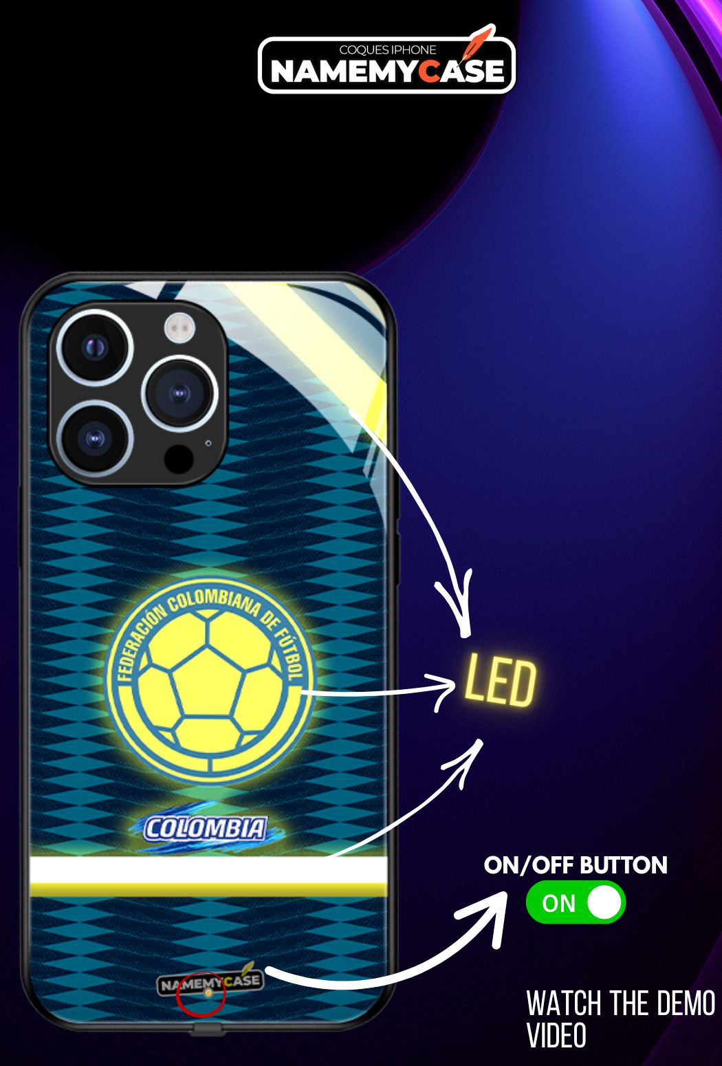 LED Light-Up iPhone Case - Colombia World Cup Jerseys