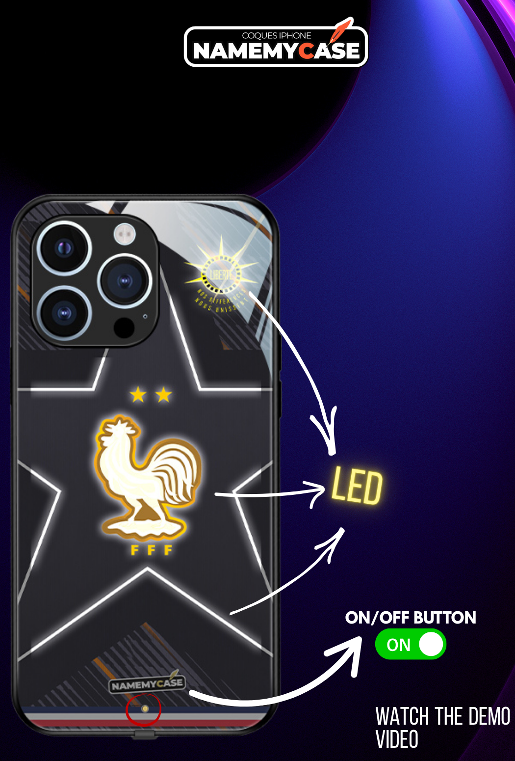 LED Light-Up iPhone Case - France Stadium World Cup Jerseys