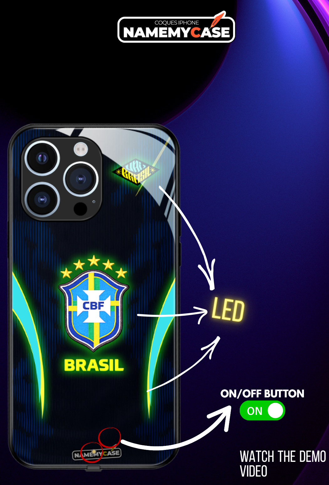 LED Light-Up iPhone Case - World Cup Jersey Brazil