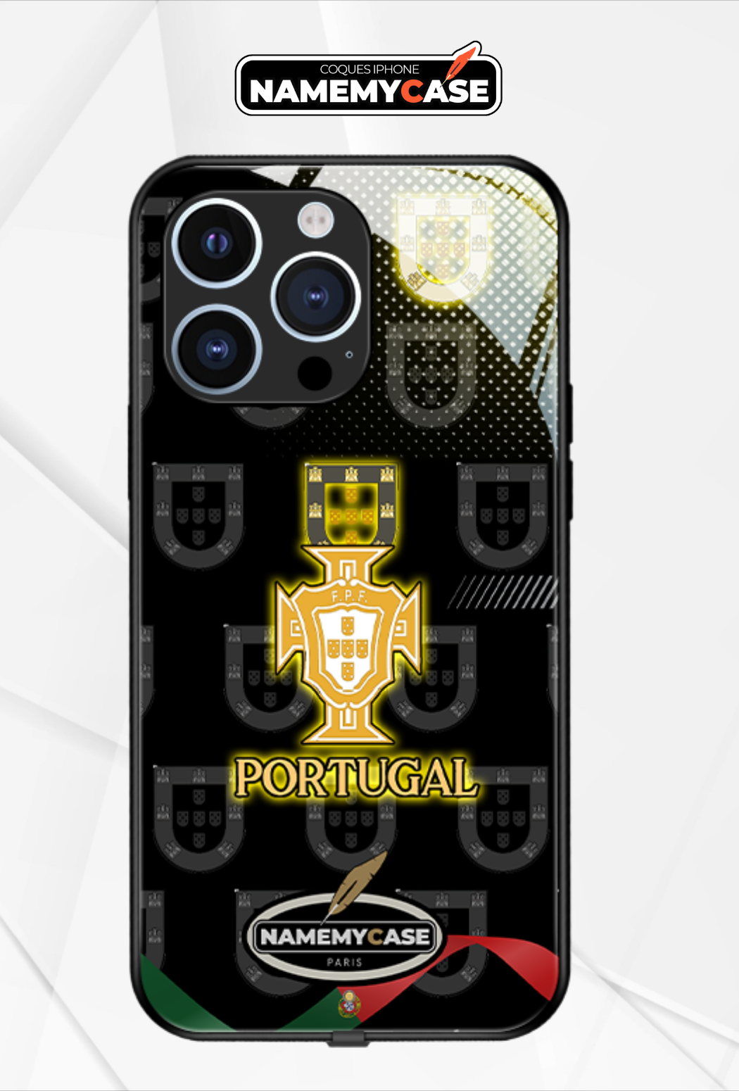 LED Light-Up iPhone Case- Portugal Black