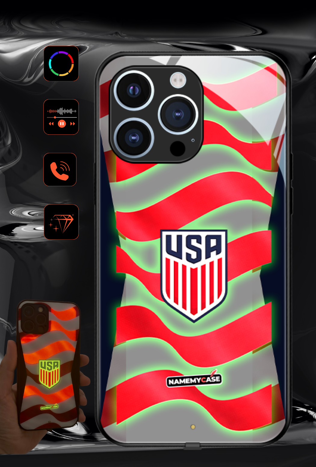LED Light-Up iPhone Case - World Cup Jersey USA