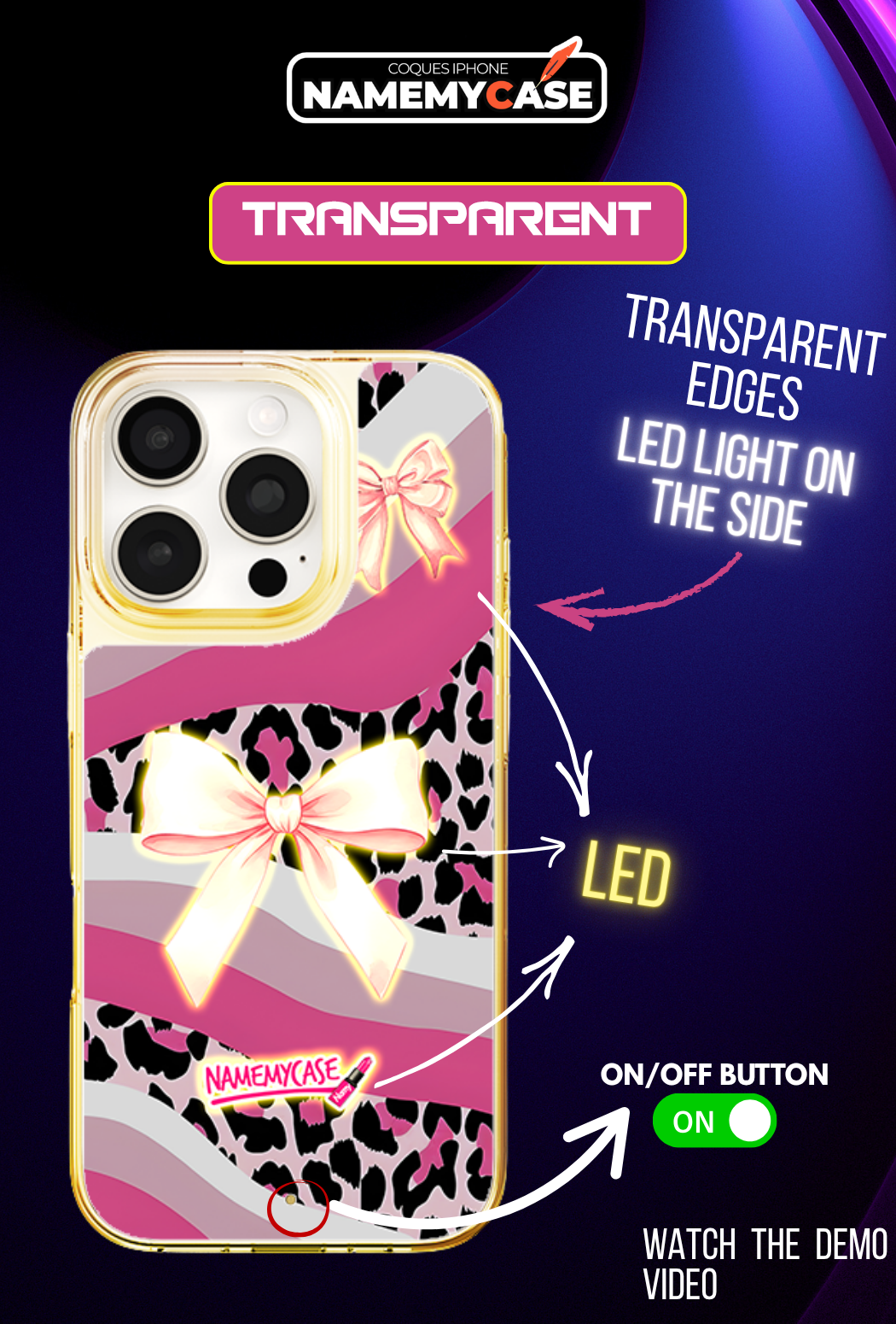 LED Light-Up iPhone Case- Bow Tie Case