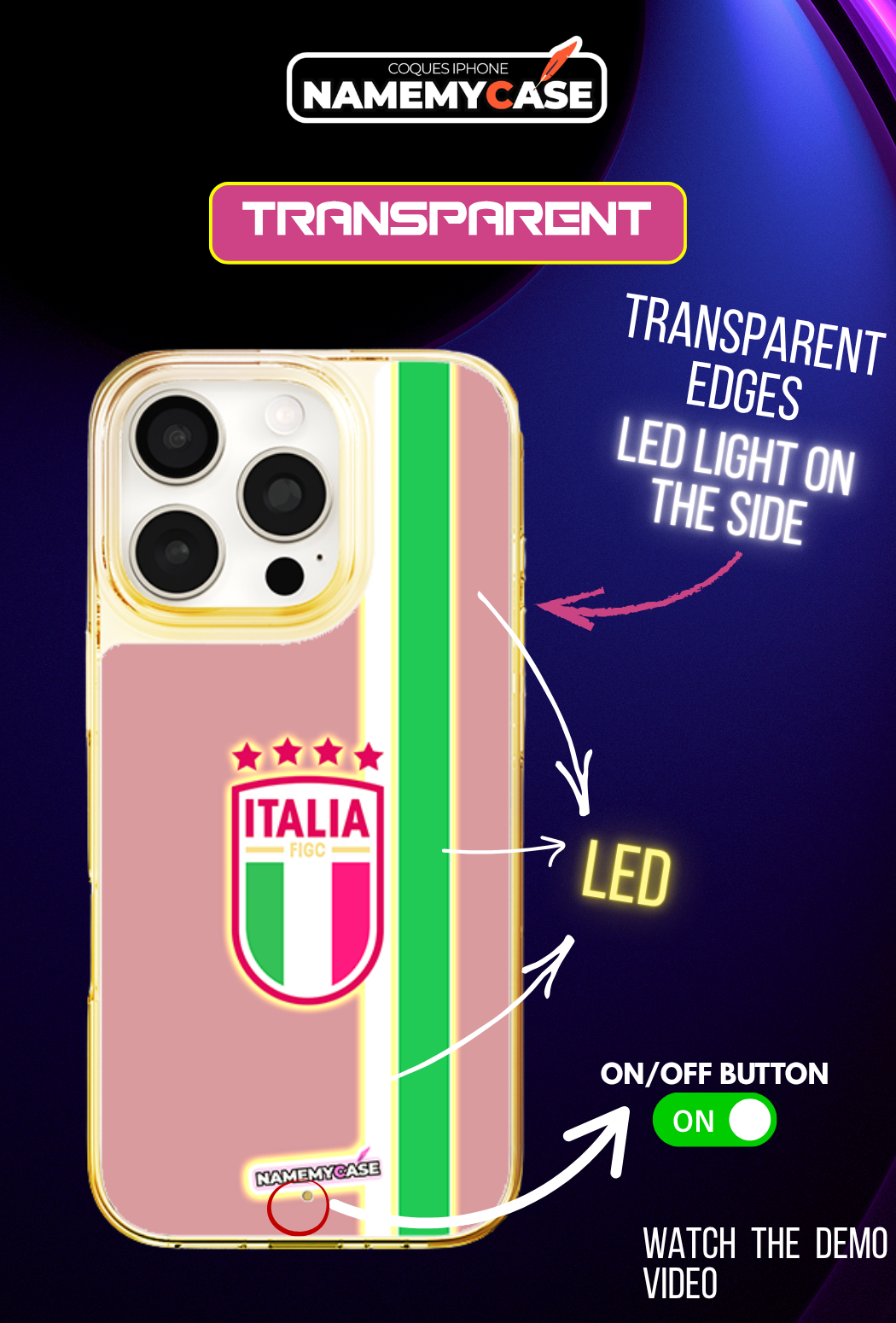 LED Light-Up iPhone Case- Italy