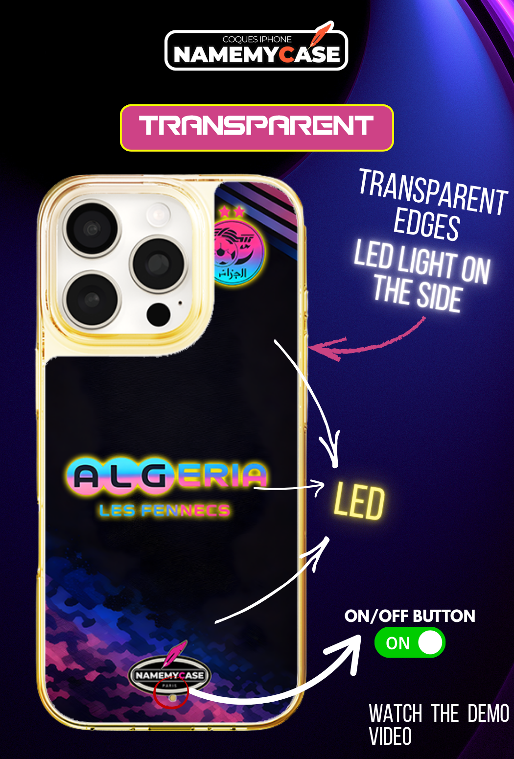 LED Light-Up iPhone Case- Algeria Fennecs