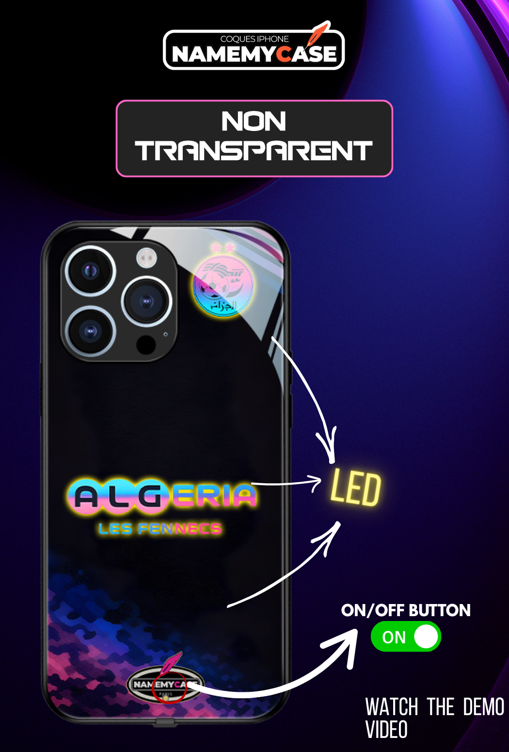 LED Light-Up iPhone Case- Algeria Fennecs